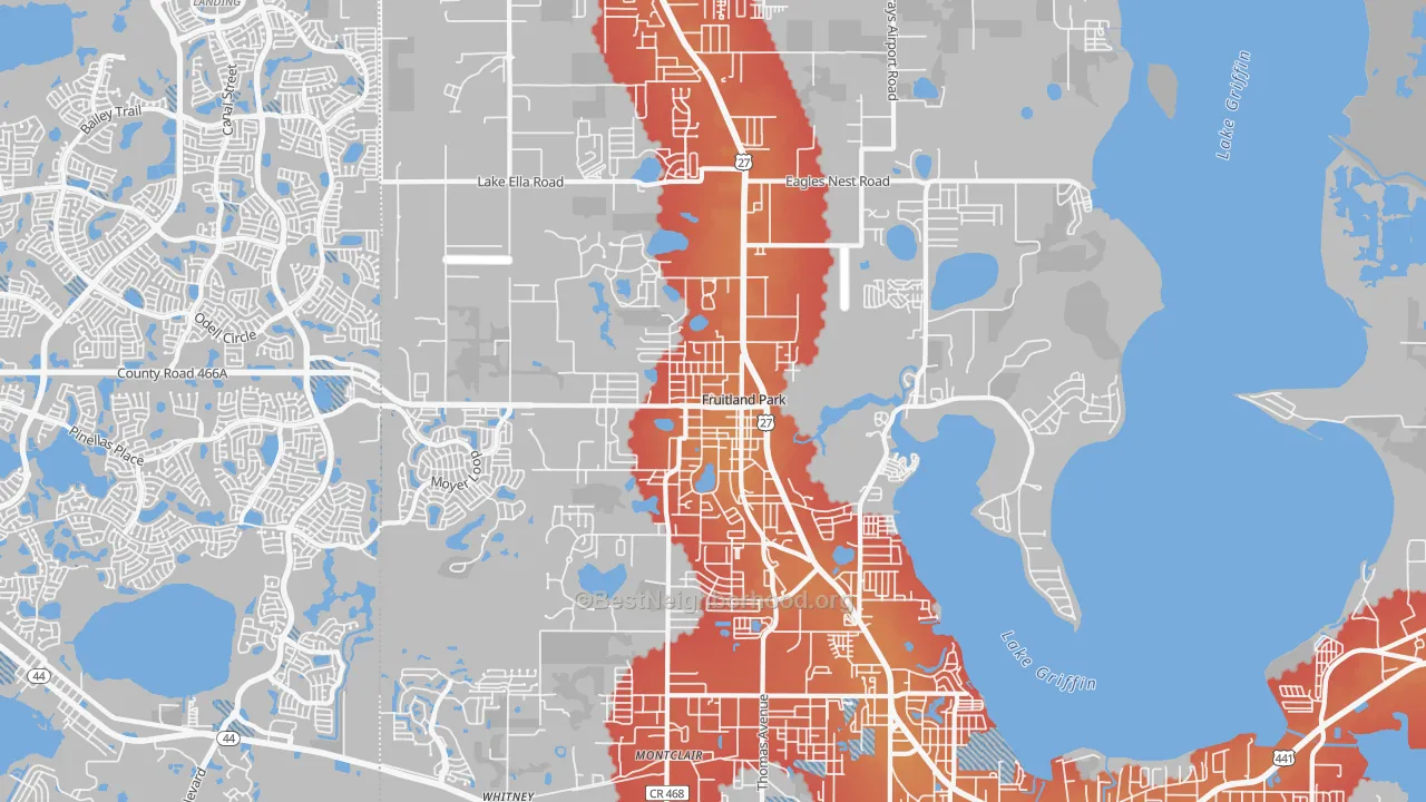 Transit Grade map of Fruitland Park, FL