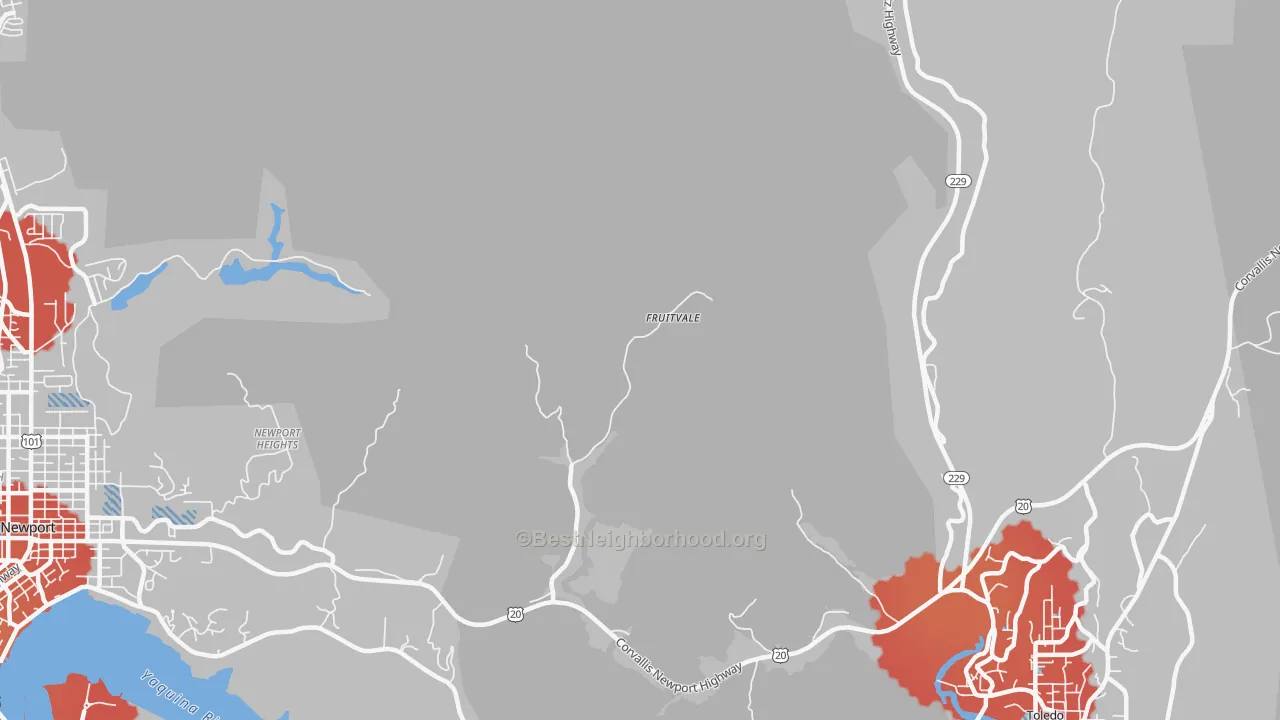 Transit Grade map of Fruitvale, OR