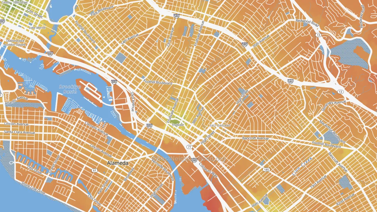 Transit Grade map of Fruitvale Station, Oakland, CA