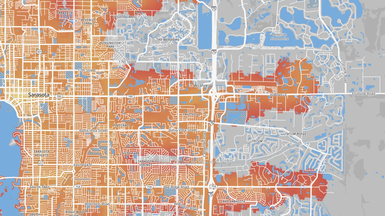 Transit Grade map of Fruitville, FL