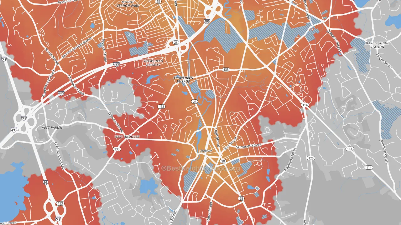 Transit Grade map of Frye Circle, Andover, MA
