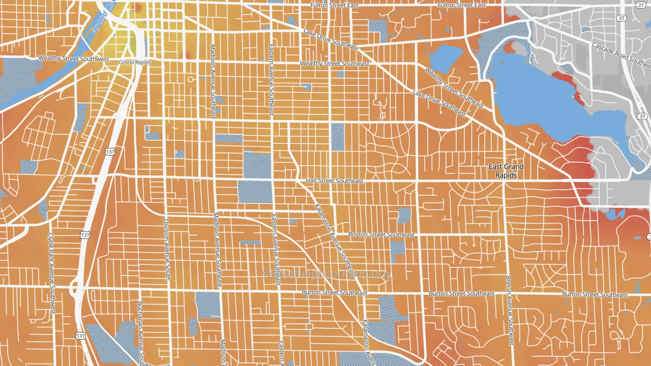 Transit Grade map of Fuller Avenue, Grand Rapids, MI