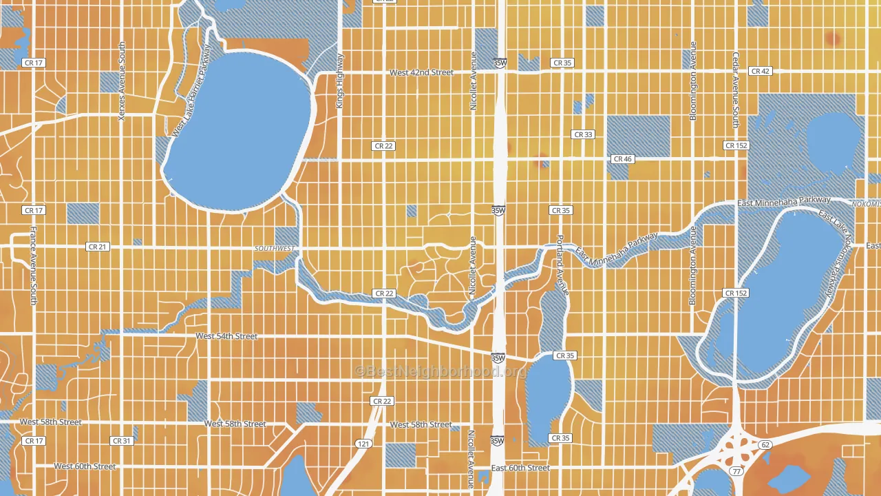 Transit Grade map of Fuller Tangletown, Minneapolis, MN