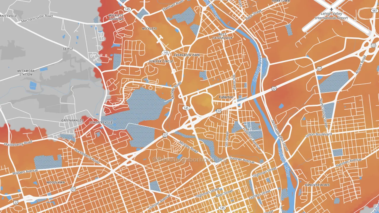 Transit Grade map of Fullerton, PA