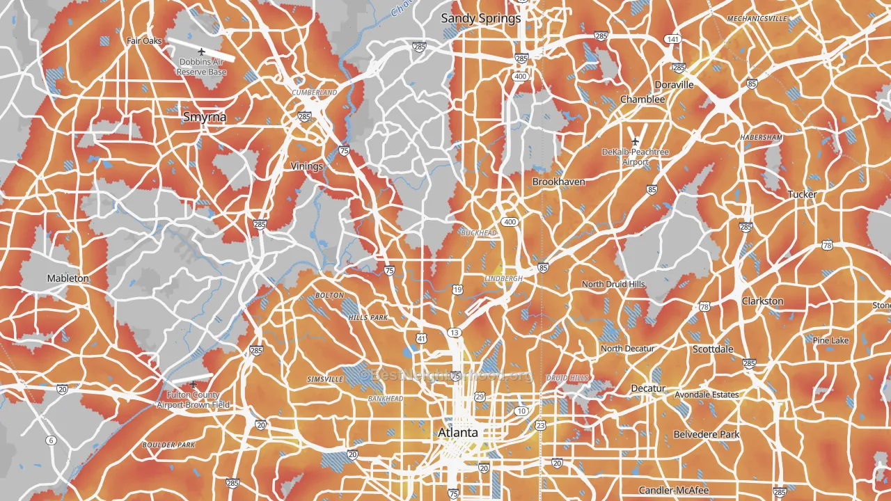 Transit Grade map of Fulton County, GA