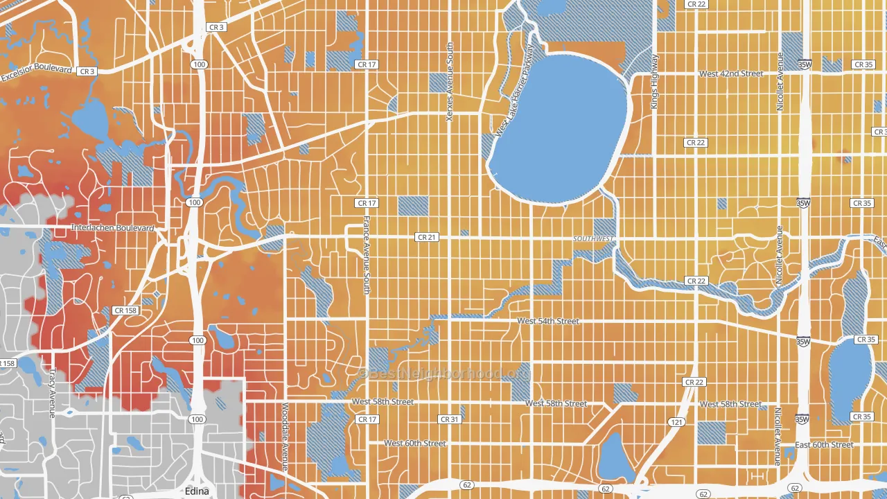 Transit Grade map of Fulton, Minneapolis, MN