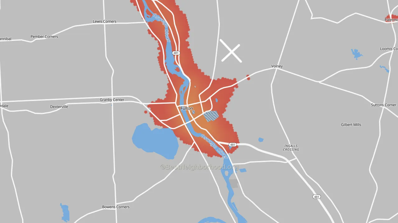 Transit Grade map of Fulton, NY