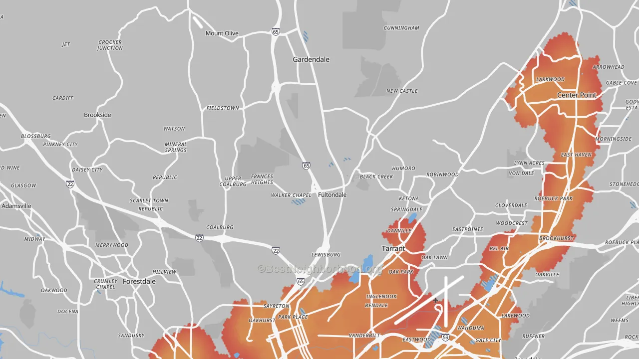Transit Grade map of Fultondale, AL