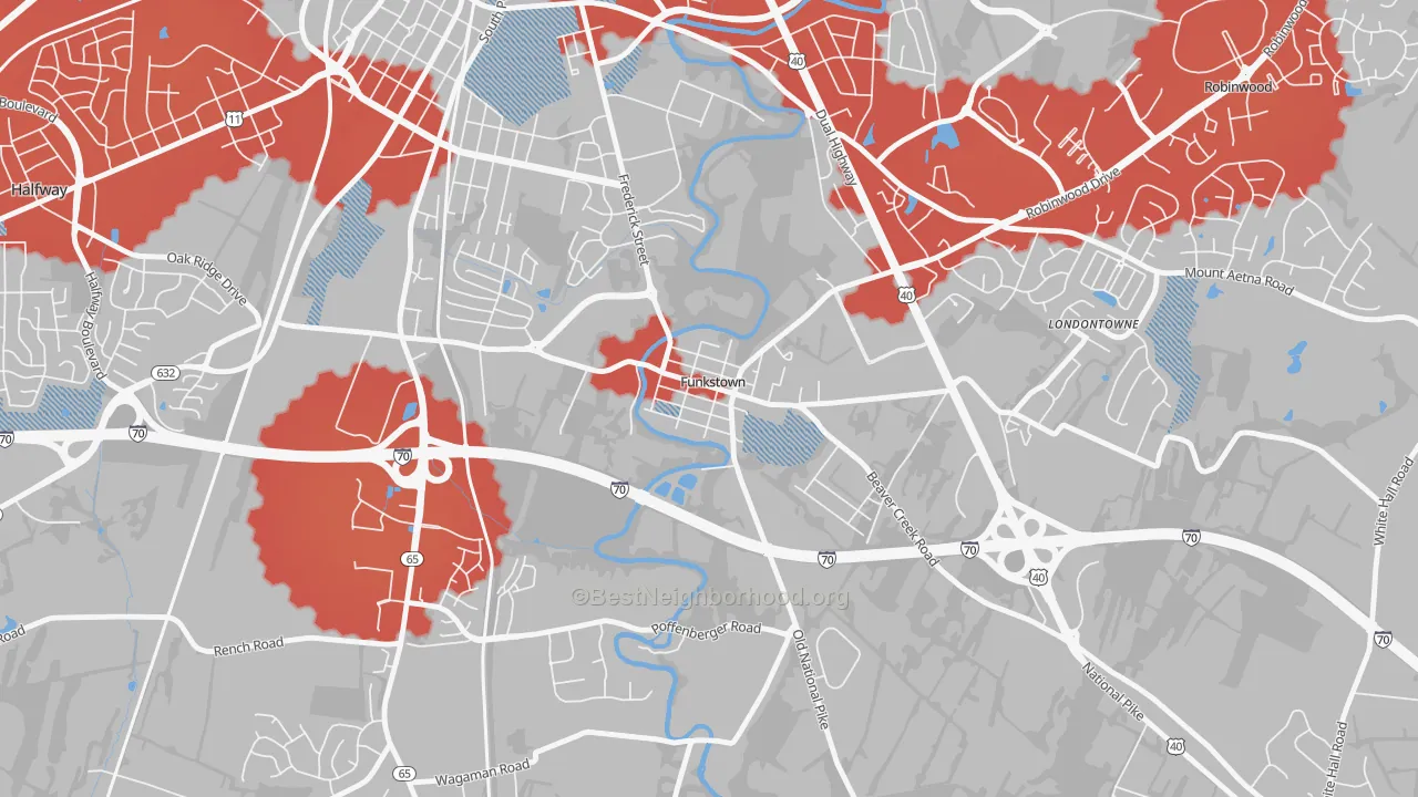 Transit Grade map of Funkstown, MD