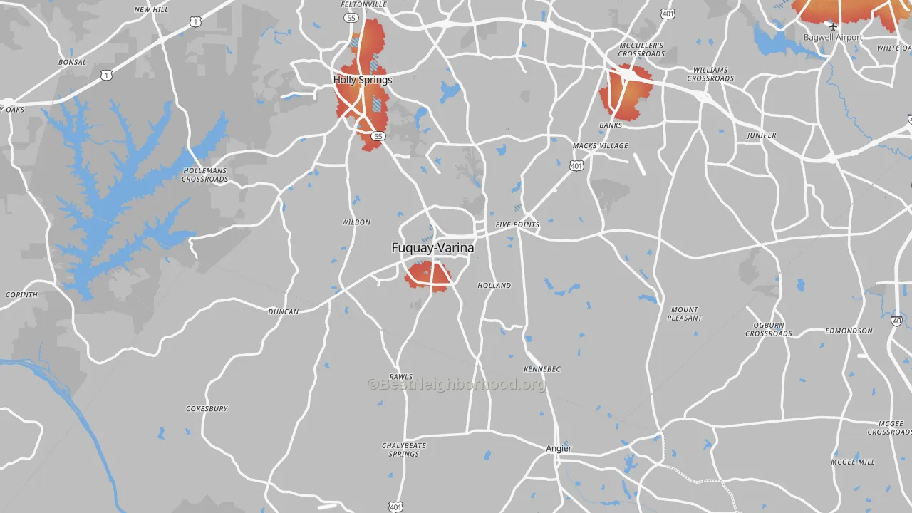 Transit Grade map of Fuquay-Varina, NC