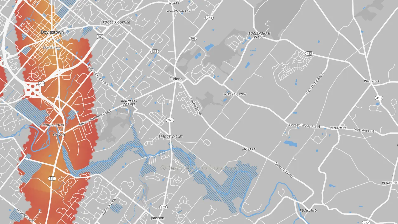 Transit Grade map of Furlong, PA