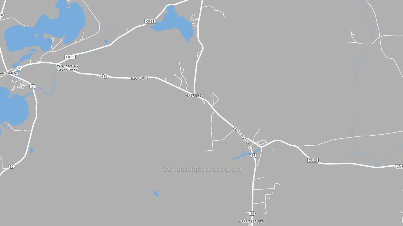 Transit Grade map of Gabriels, NY