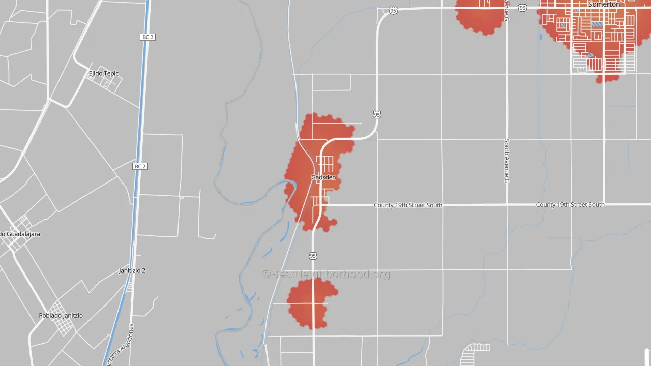 Transit Grade map of Gadsden, AZ