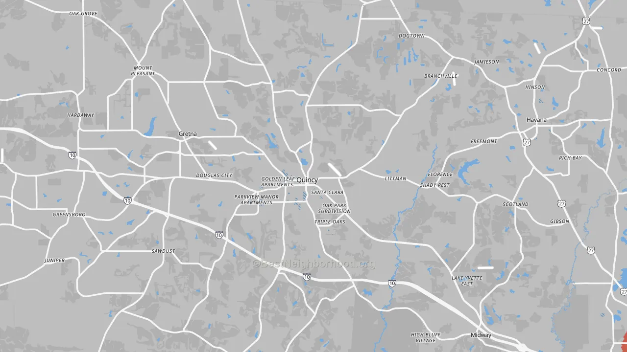 Transit Grade map of Gadsden County, FL