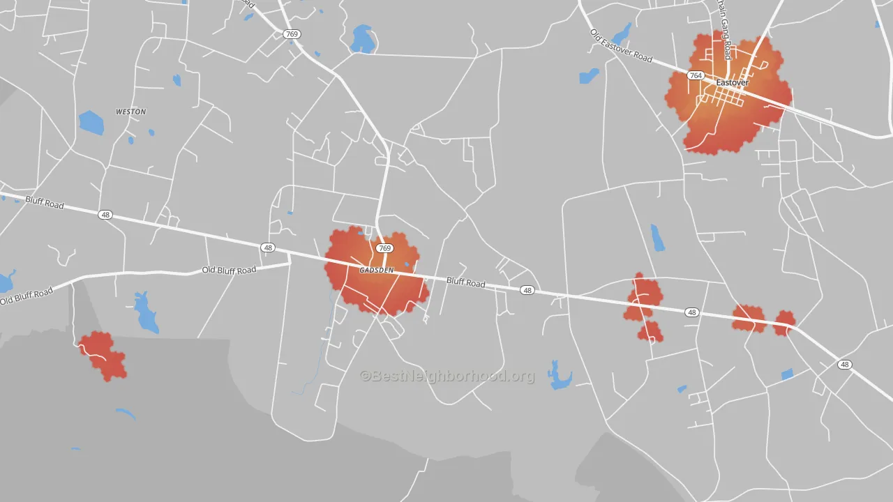 Transit Grade map of Gadsden, SC
