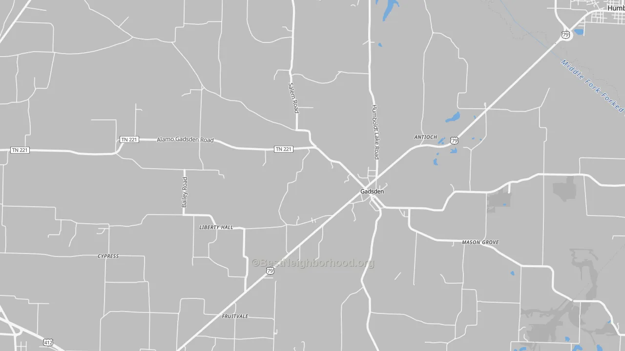 Transit Grade map of Gadsden, TN