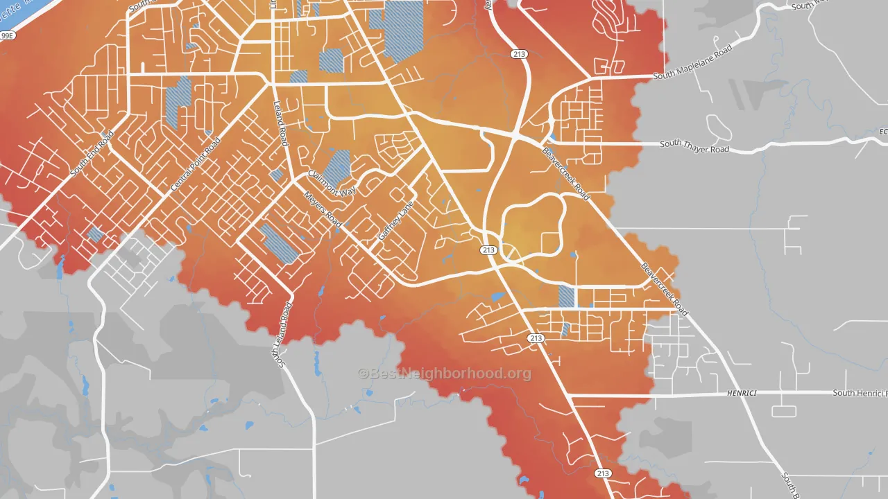 Transit Grade map of Gaffney Lane, Oregon City, OR