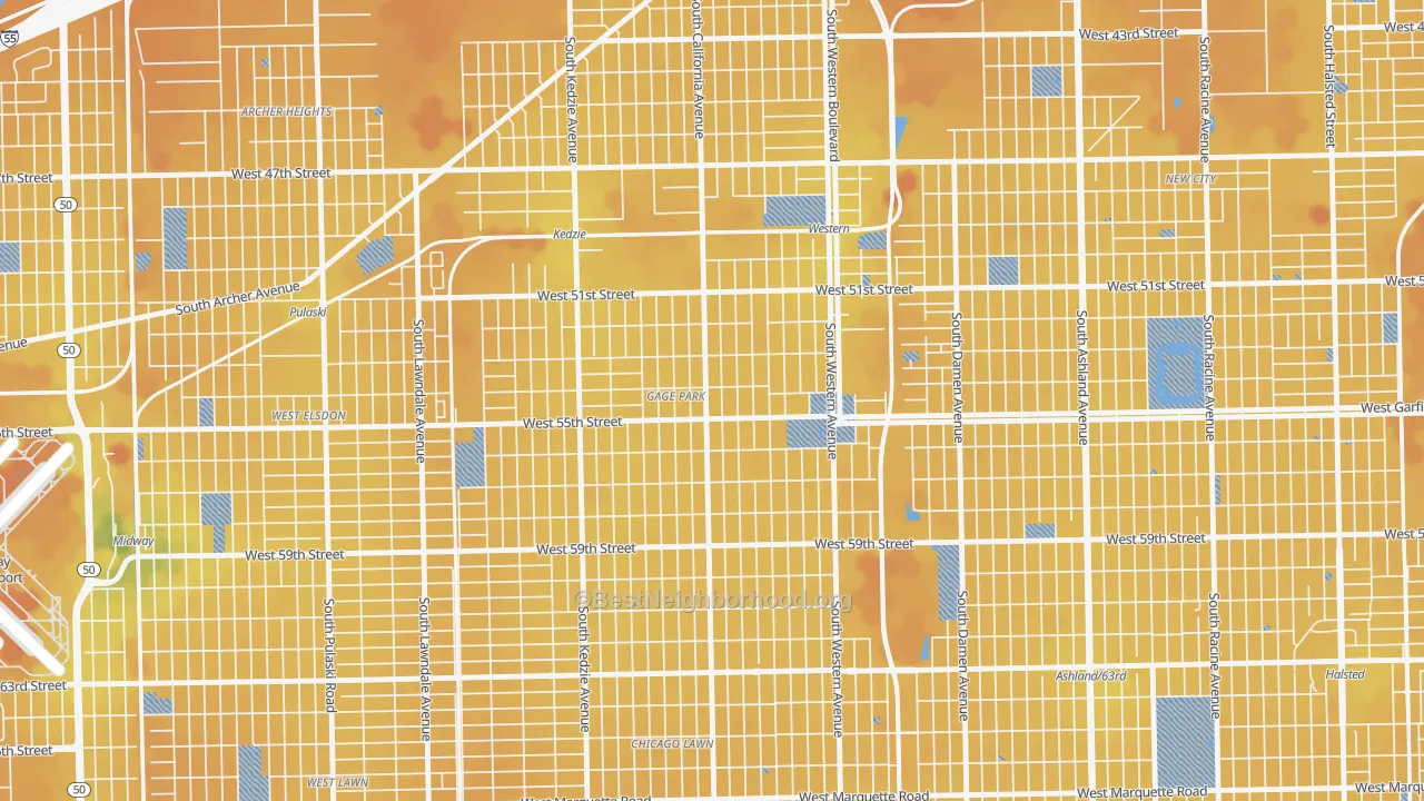 Transit Grade map of Gage Park, Chicago, IL