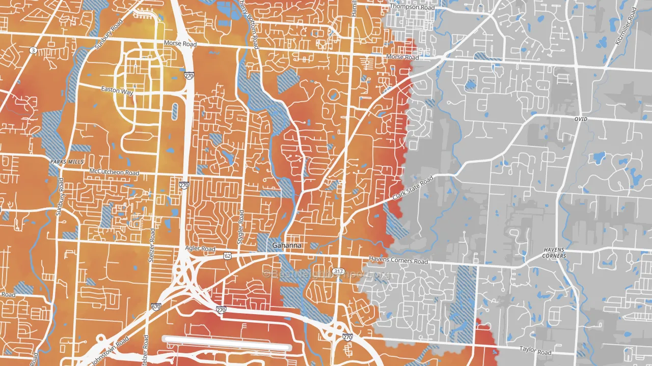 Transit Grade map of Gahanna, OH