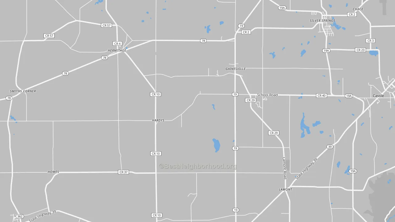 Transit Grade map of Gainesville, NY