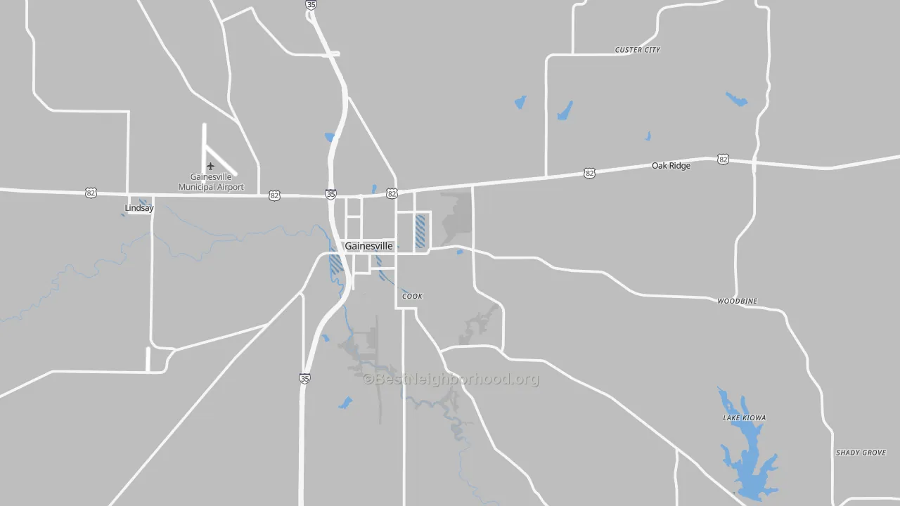 Transit Grade map of Gainesville, TX