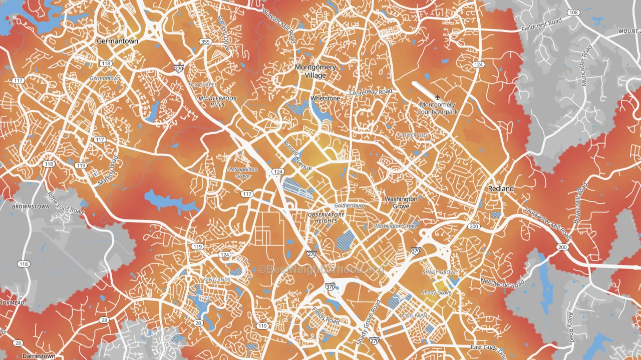 Transit Grade map of Gaithersburg, MD