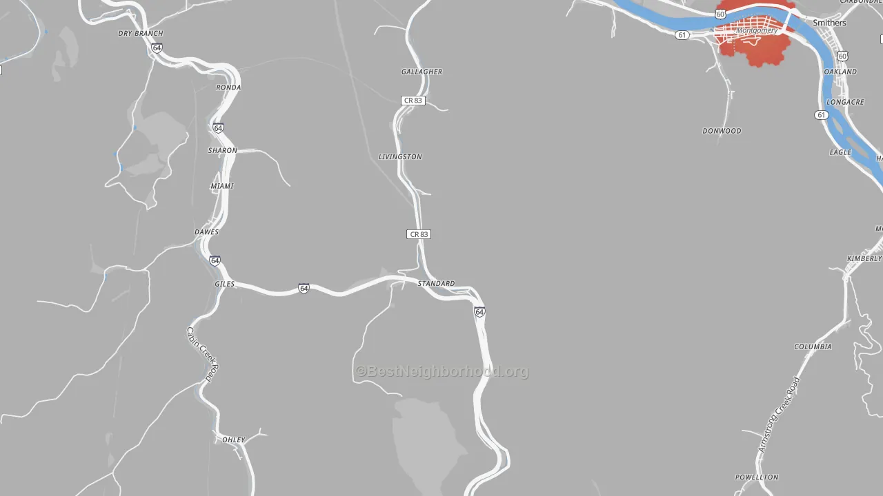 Transit Grade map of Gallagher, WV