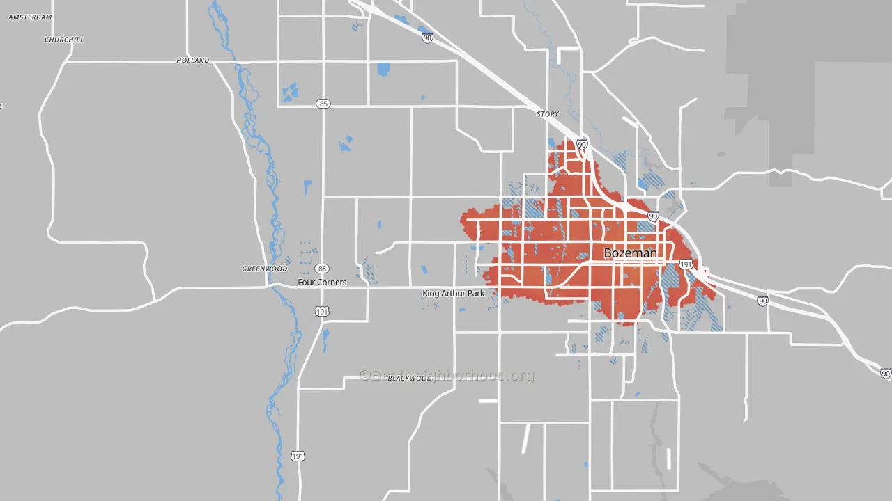 Transit Grade map of Gallatin County, MT