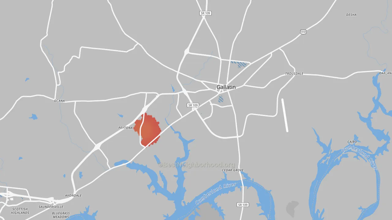 Transit Grade map of Gallatin, TN