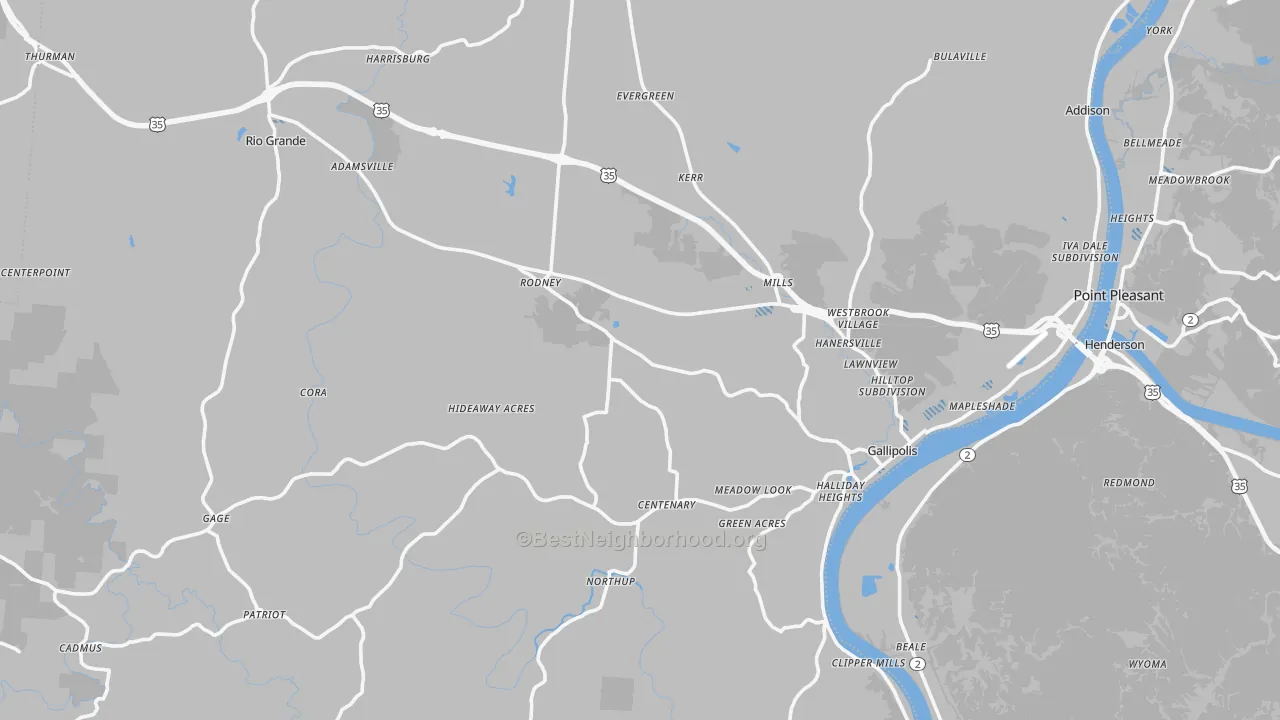 Transit Grade map of Gallia County, OH