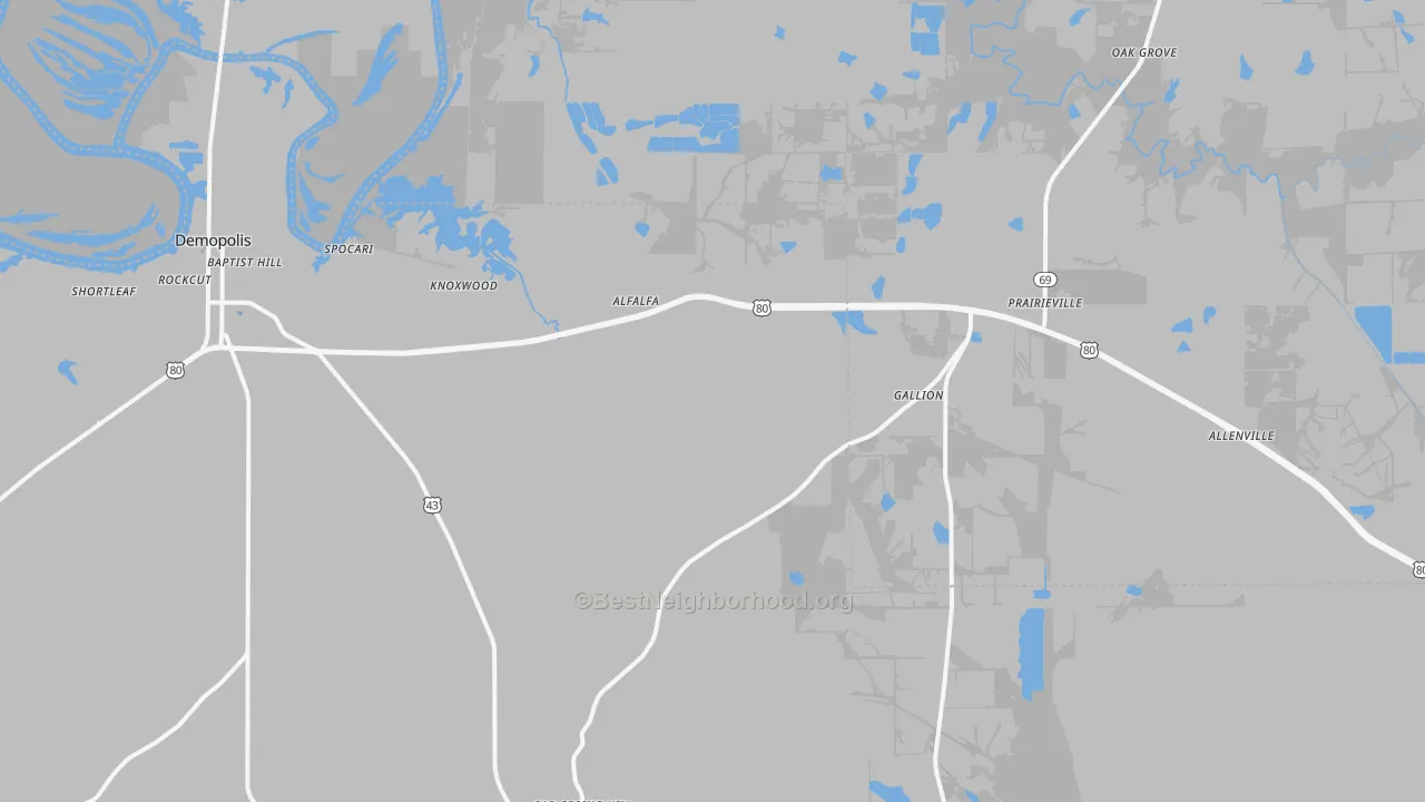 Transit Grade map of Gallion, AL