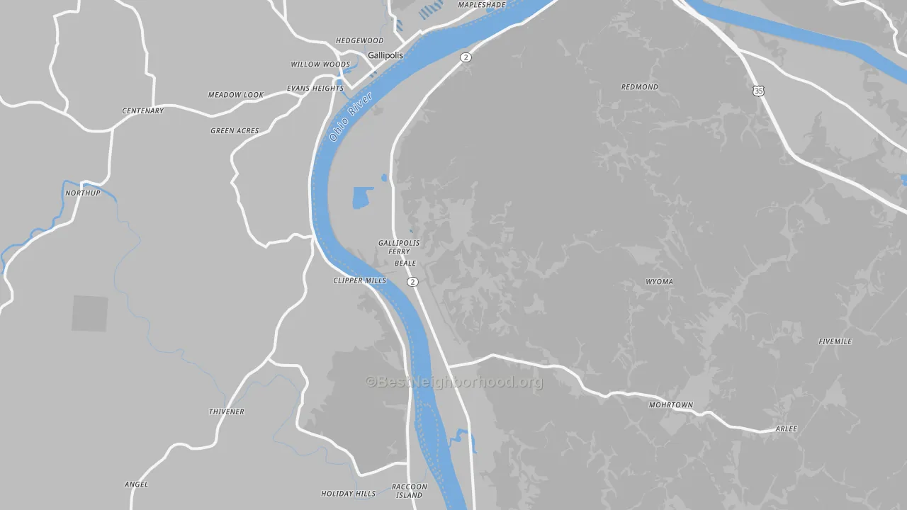 Transit Grade map of Gallipolis Ferry, WV
