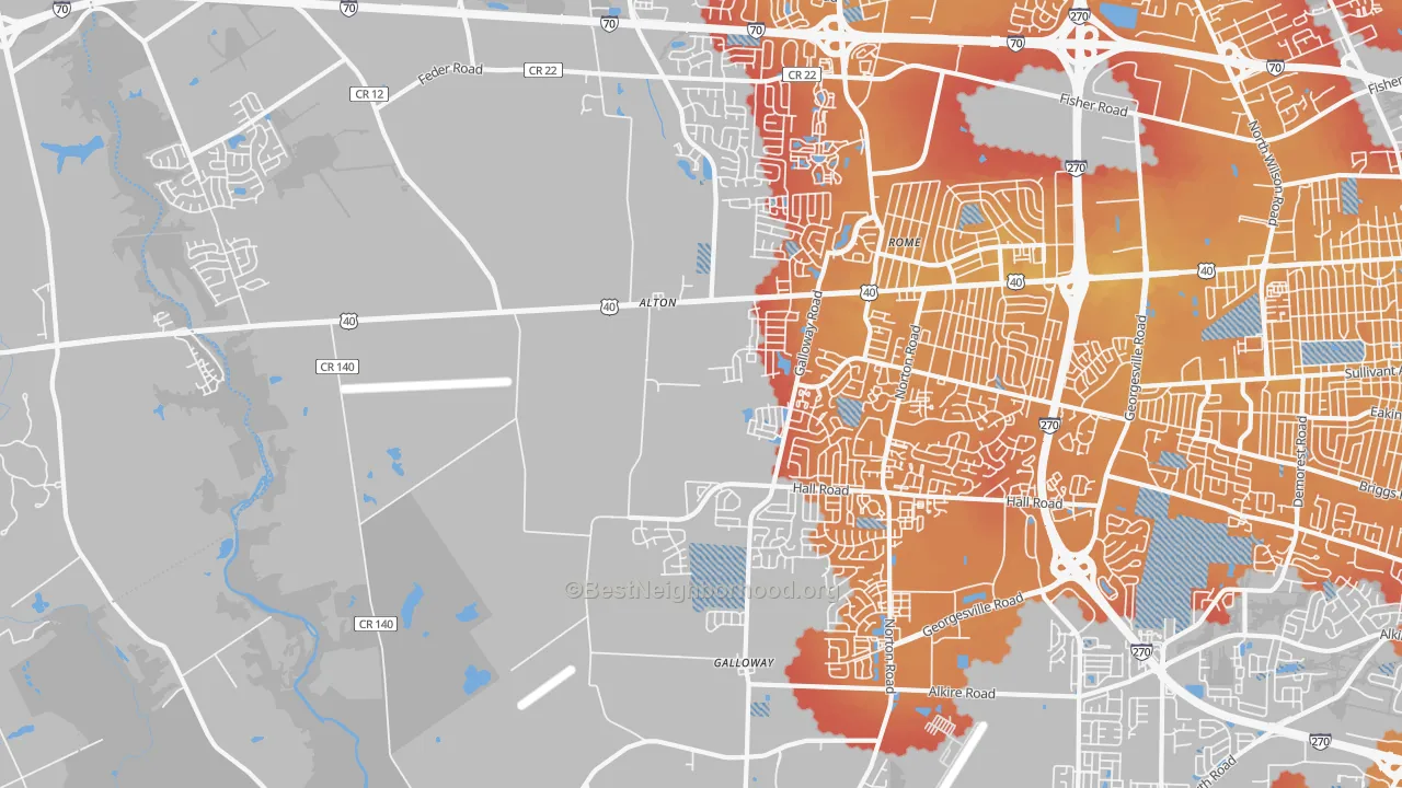 Transit Grade map of Galloway, OH
