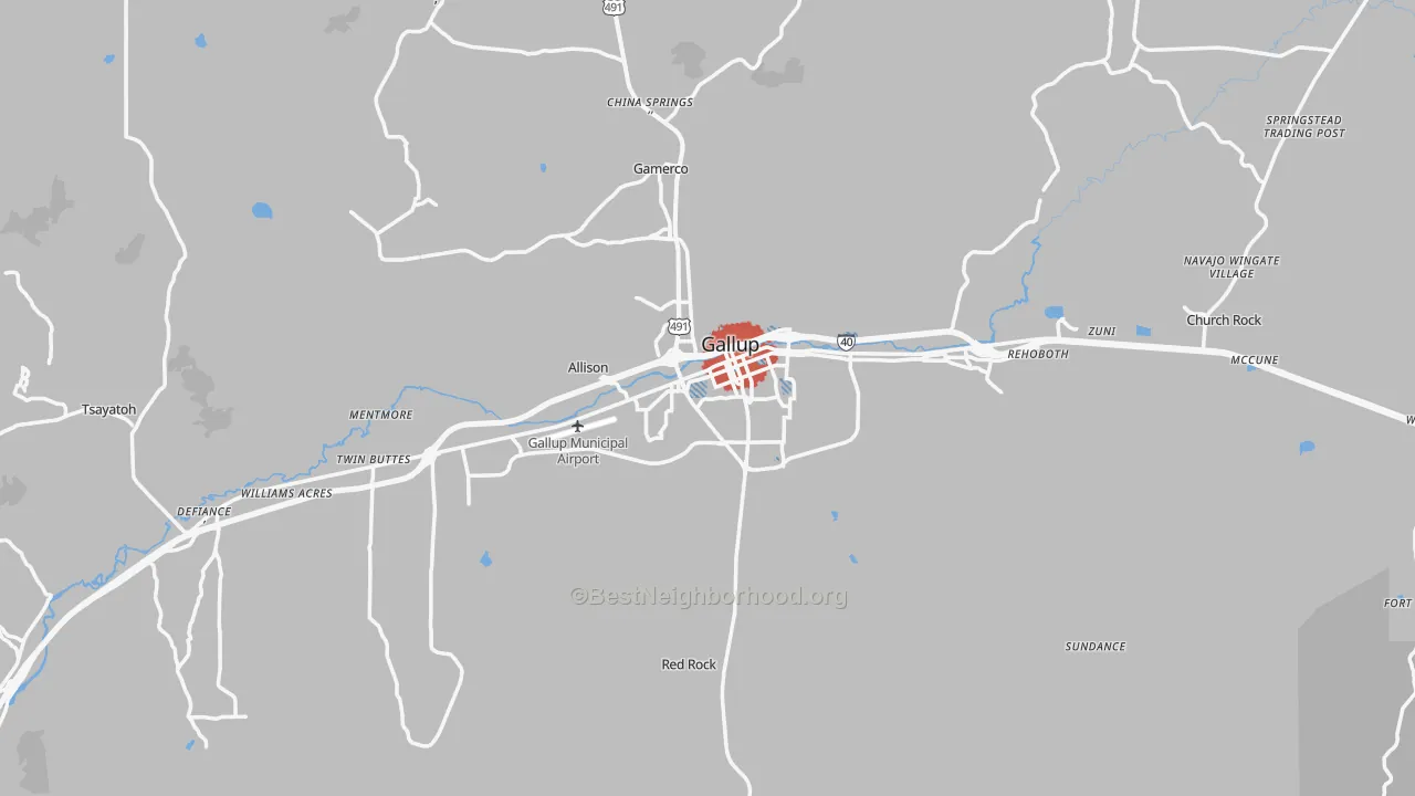 Transit Grade map of Gallup, NM