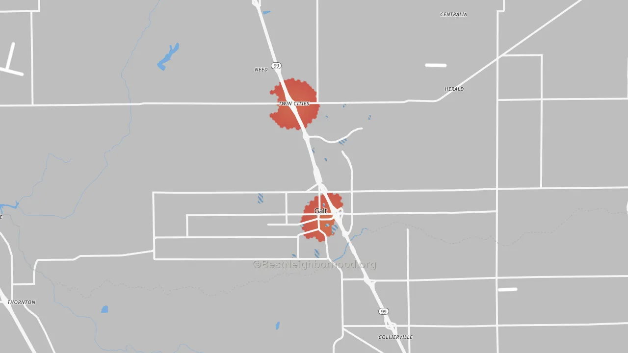 Transit Grade map of Galt, CA