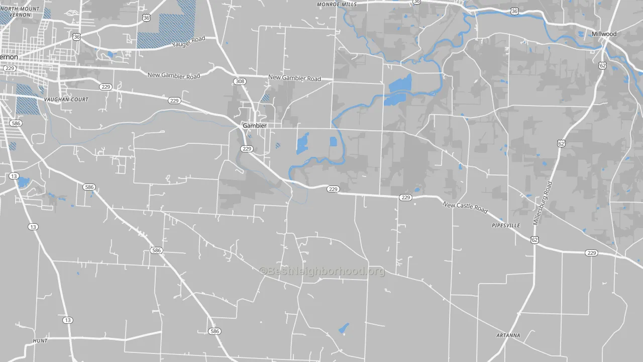 Transit Grade map of Gambier, OH