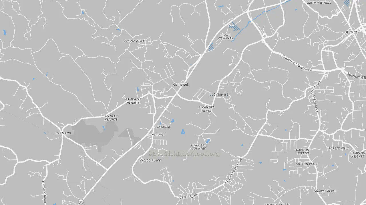 Transit Grade map of Gamewell, NC