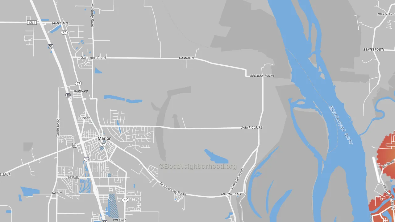 Transit Grade map of Gammon, AR