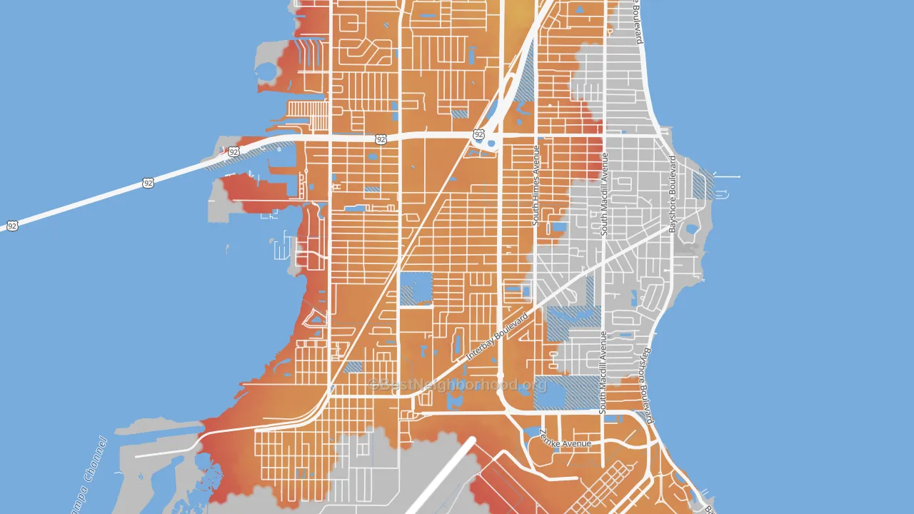 Transit Grade map of Gandy-Sun Bay South, Tampa, FL