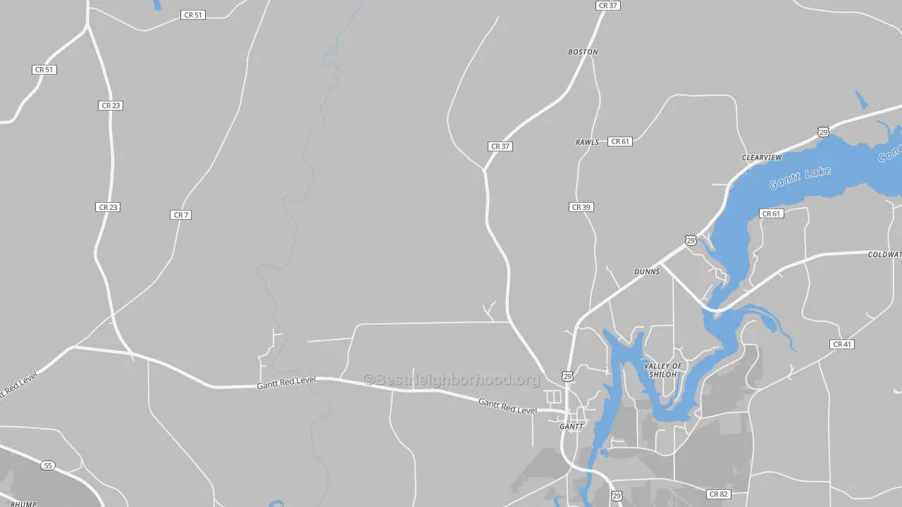 Transit Grade map of Gantt, AL