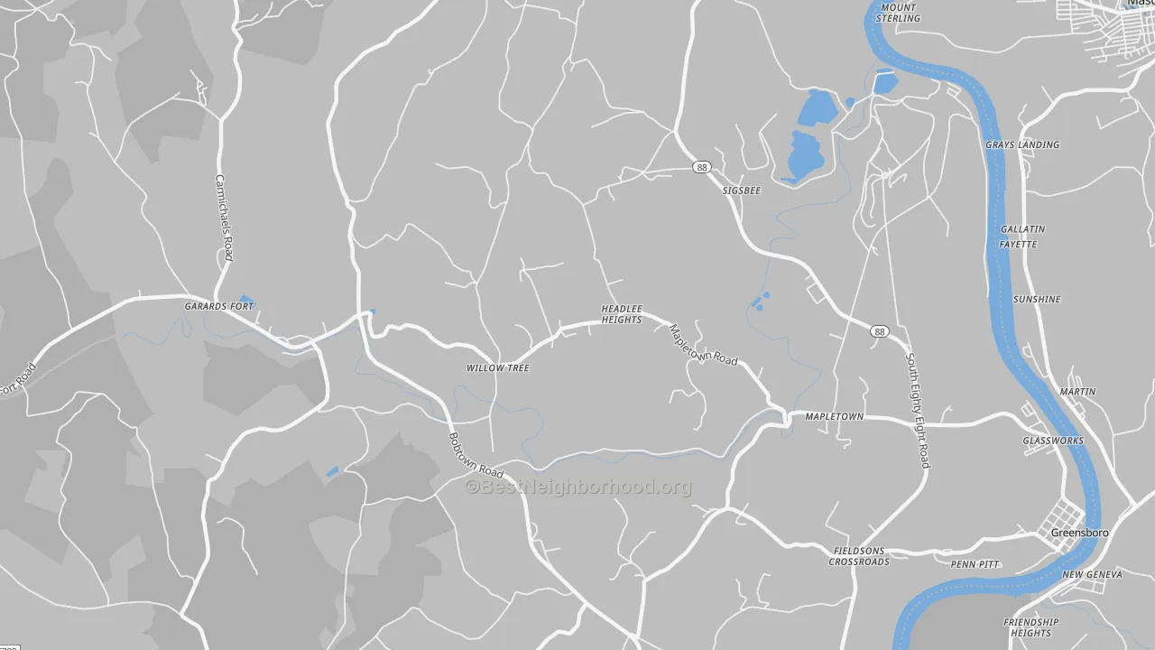 Transit Grade map of Garards Fort, PA