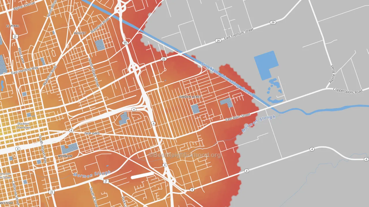 Transit Grade map of Garden Acres, CA