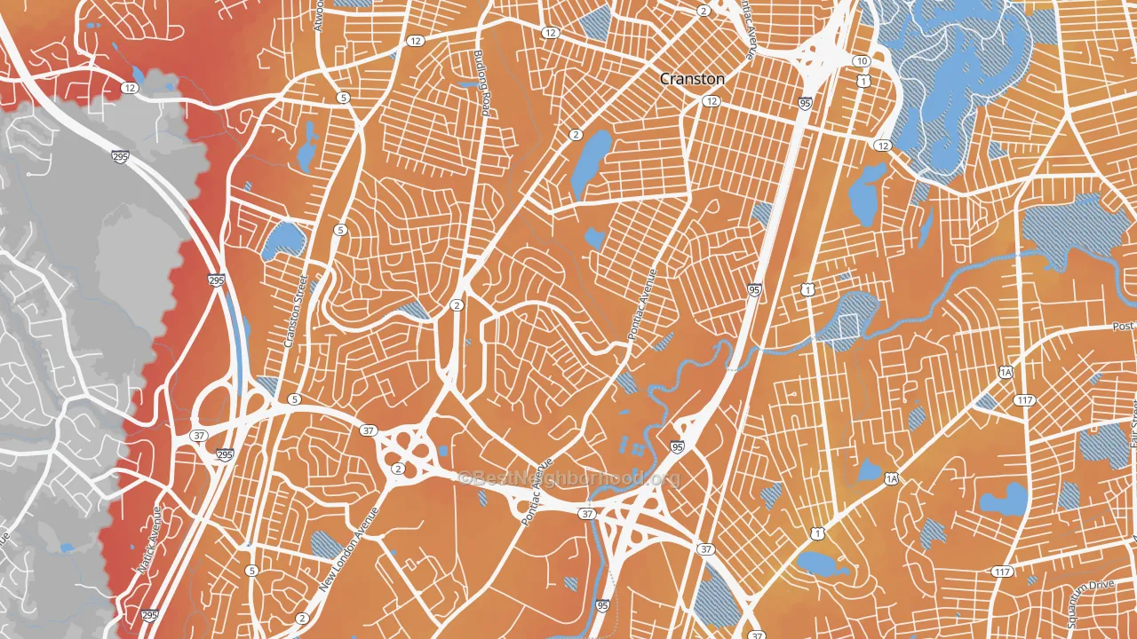 Transit Grade map of Garden City, Cranston, RI