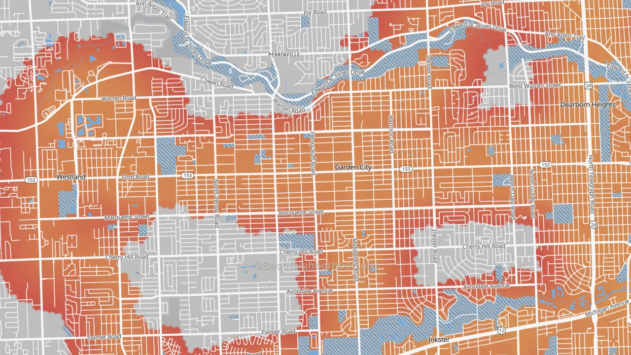 Transit Grade map of Garden City, MI