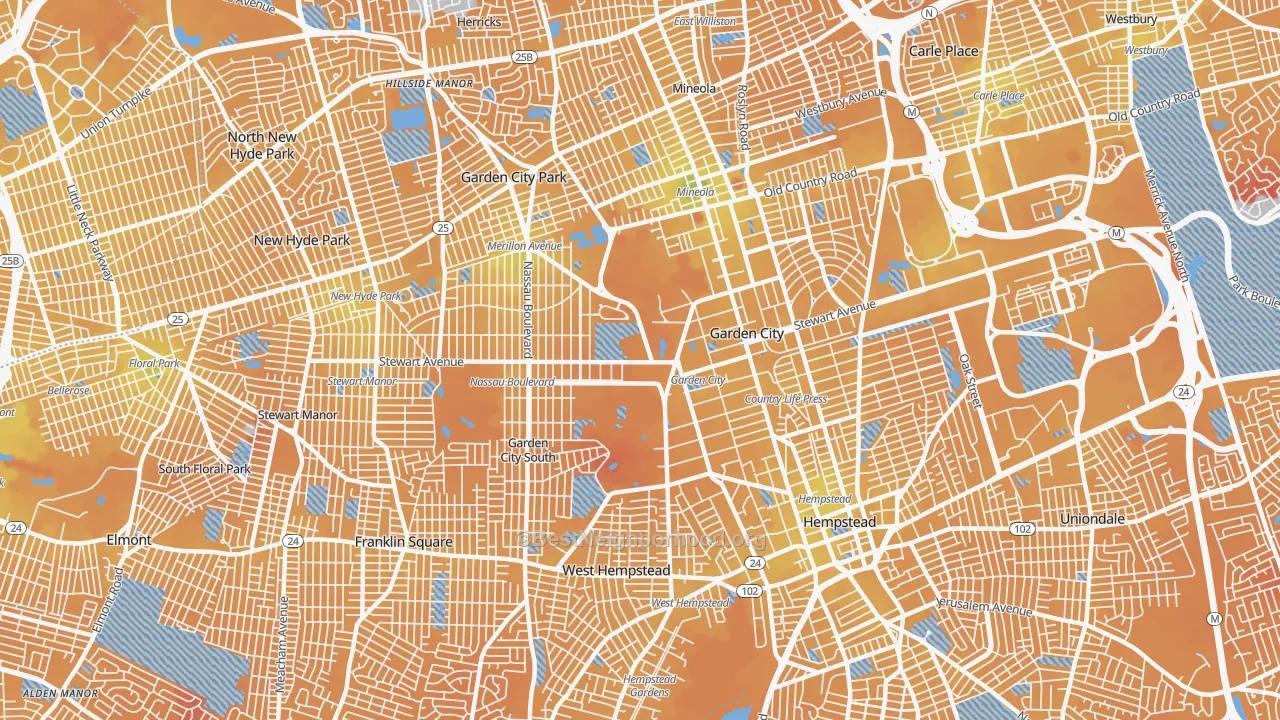 Transit Grade map of Garden City, NY