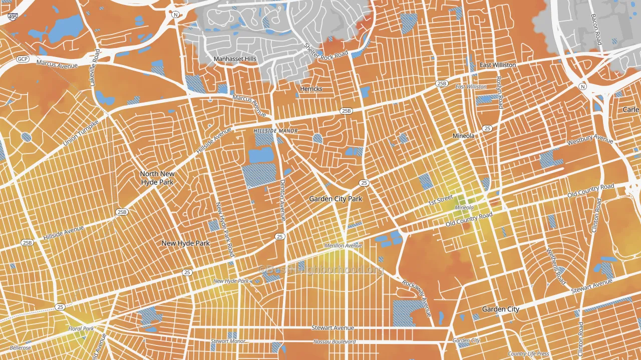 Transit Grade map of Garden City Park, NY