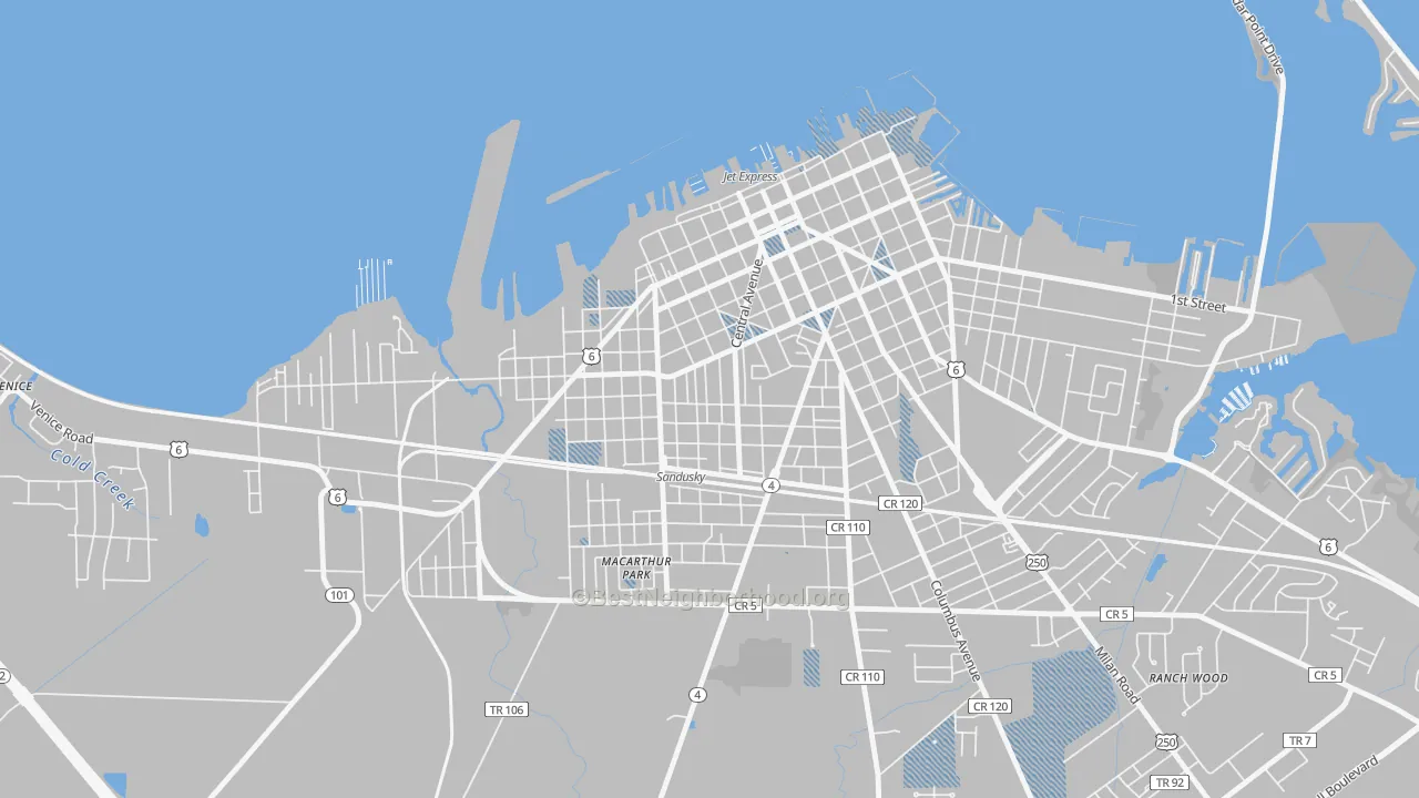Transit Grade map of Garden District, Sandusky, OH