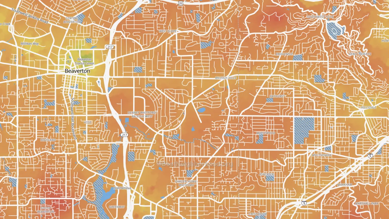Transit Grade map of Garden Home-Raleigh Hills, Portland, OR