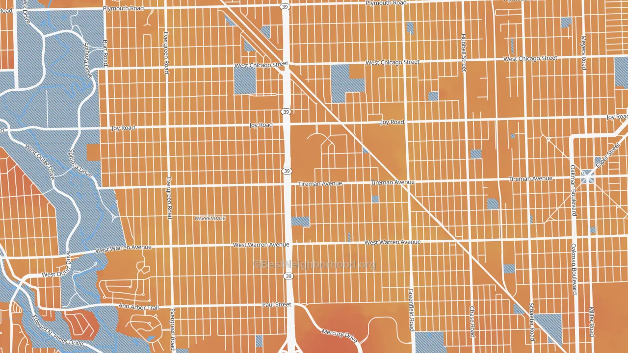 Transit Grade map of Garden View, Detroit, MI