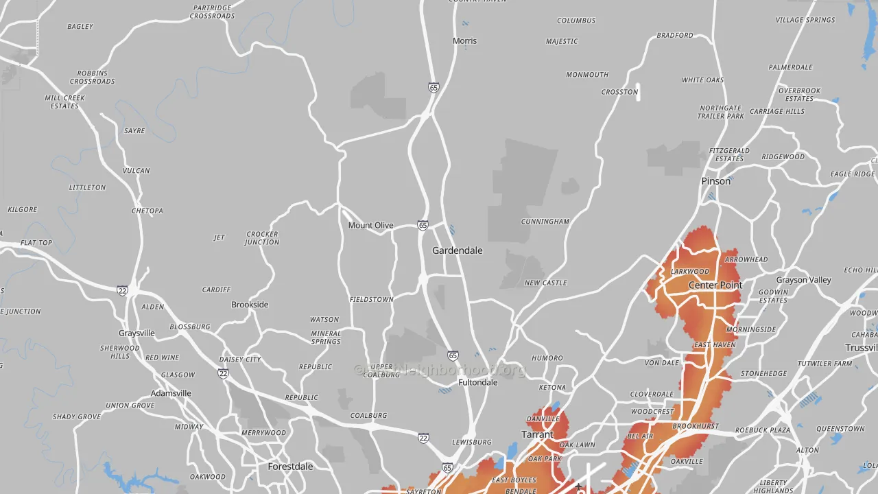 Transit Grade map of Gardendale, AL